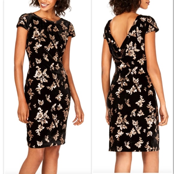 Calvin Klein Dresses & Skirts - XSOLDX NWT Calvin Klein Velvet Sequin Cowl Dress